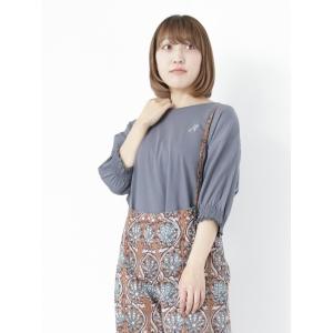 ルームウェア パジャマ 胸元刺繍パフスリーブルームTシャツ