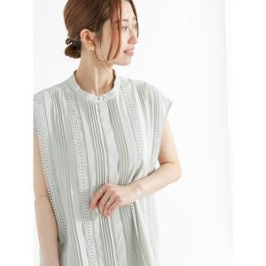 シャツ ブラウス フロントレース＆ピンタックブラウス