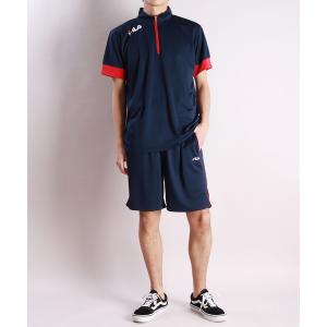 ルームウェア パジャマ メンズ FILA パウダーメッシュ ハーフジップ 半袖 スタンドカラー ＆ ハーフパンツ セットアップ｜ZOZOTOWN Yahoo!店