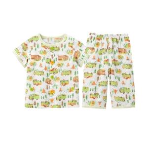 キッズ ルームウェア パジャマ 半袖前開きガーゼパジャマ（キャンプカー）