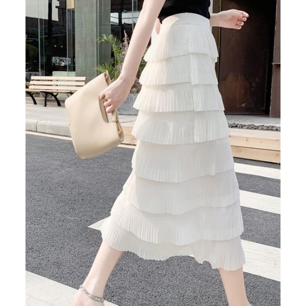 スカート シフォン調・ティアードスカート