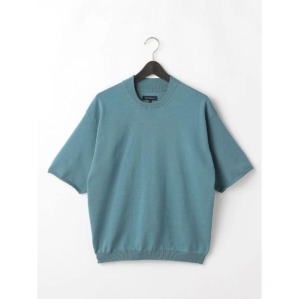 tシャツ TRANS CONTINENTS　リネンライク　ニットTシャツ　ホワイト/ブルー/ネイビー...