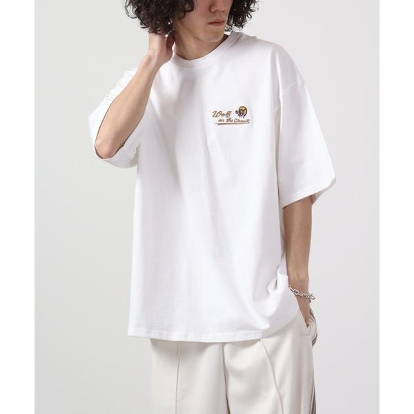 スマホショルダー tシャツ ルーズシルエット刺繍半袖Tシャツ メンズ レディース
