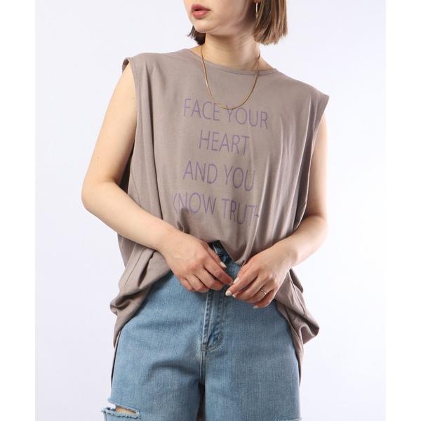 tシャツ Saltarse　メッセージプリントノースリーブ レディース