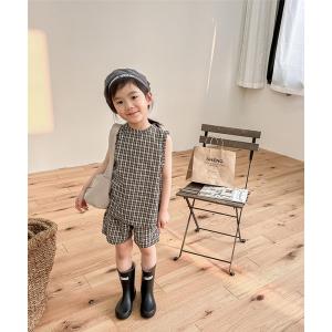 セットアップ 韓国子供服 チェック柄セットアップ