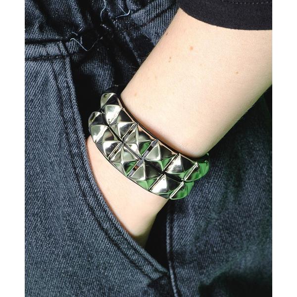 ブレスレット an meets zakka ２連スタッズレザーバングル メンズ レディース