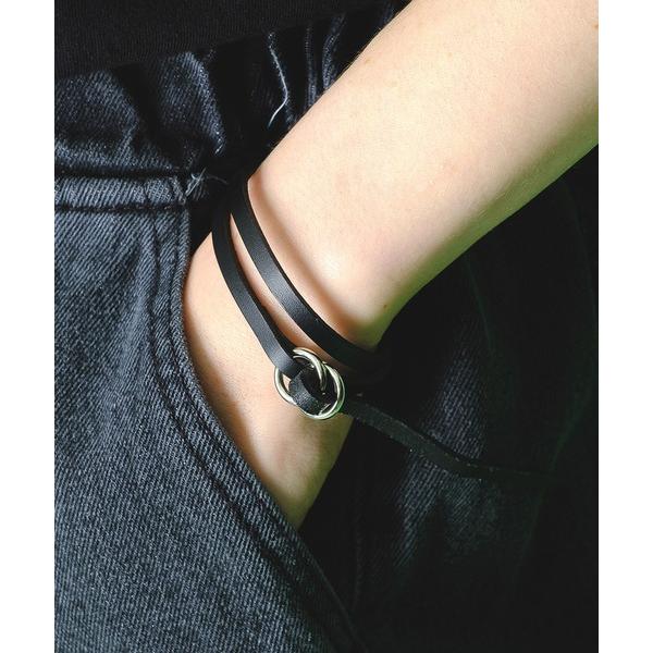 ブレスレット an meets zakka ダブルリング２連コードレザーブレスレット メンズ レディ...