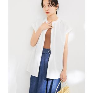 シャツ ブラウス バックフリルノースリーブブラウス