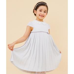 petit main プティマイン レース衿花柄OP+JKセット 120 130cm ネイビー