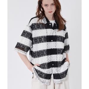 メンズ シャツ ブラウス BORDER LACE SHEER SHIRT / ボーダーレースシアーシャツ｜zozo