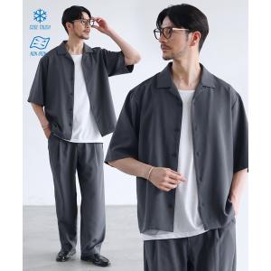 セットアップ Buyer's Select / 「セットアップ 3点セット」防シワ接触冷感リラックスワイドシャツ+天竺タンクトップ+タックワイドパンツ