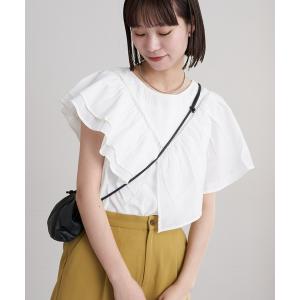 シャツ ブラウス アシメフリルノースリブラウス