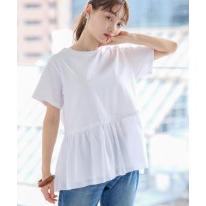 tシャツ Tシャツ 裾フリル異素材カットプルオーバー