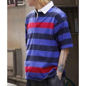 ポロシャツ 半袖 a.p.o.v. マルチボーダーオーバーサイズラガーシャツ