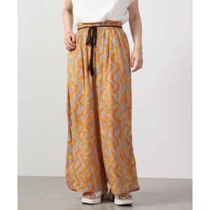 パンツ lil nina レーヨンフレックススラブ　ワイドパンツ プリント レディース