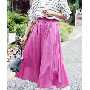 スカート コットンボイルギャザーマキシスカート