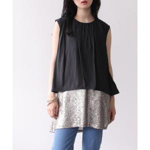 tシャツ Tシャツ レディース 異素材切替スパンチュニックプルオーバー