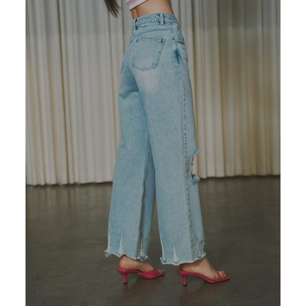 ジーンズ デニム デニムパンツ クラッシュデニムパンツ レディース