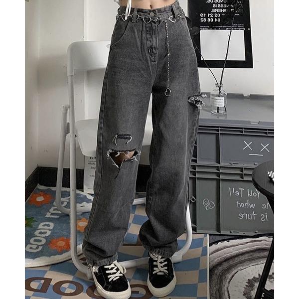 ジーンズ デニム デニムパンツ クラッシュ ダメージ デニムパンツ ブラックデニム ウォッシュ ジー...