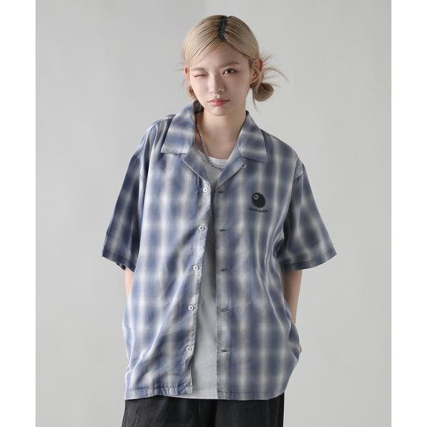 シャツ ボックスシルエットオンブレチェック半袖ビリヤードシャツ メンズ レディース