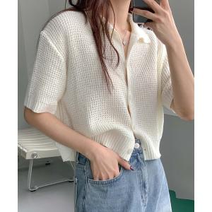 カーディガン 「WZIP×ボーダー」レディース 半袖カーディガン 春夏秋