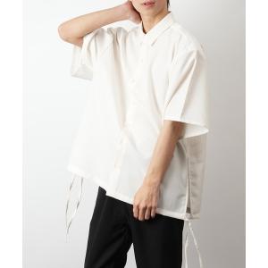シャツ ブラウス メンズ 日本製 ポリエステルトロ コード デザイン レギュラーカラー 半袖 シャツ(GW)