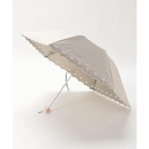折りたたみ傘 レディース カシュネ cache nez / グレースフラワー刺繍折りたたみ日傘