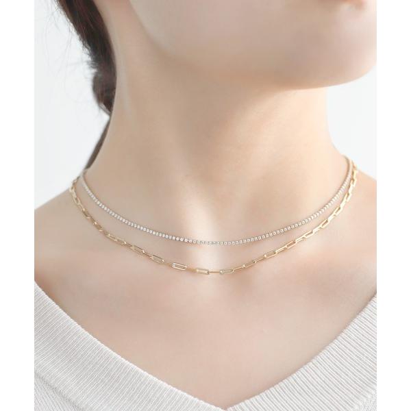 ネックレス ビジュー×レオンチェーンネックレス「2本セット」 レディース