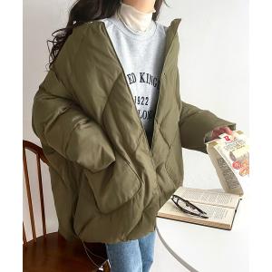 ダウン ダウンジャケット 「Javaジャバコラボ」大人の優秀アウター。ノーカラー中綿キルティングダウン