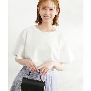 tシャツ Tシャツ 洗える・リンクコーデ/袖シアーカットトップス