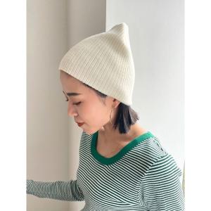 帽子 キャップ リブ編みニット帽