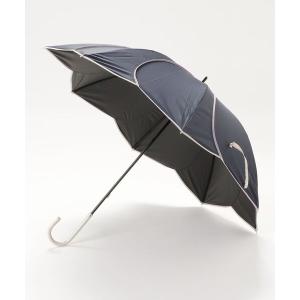 傘 レディース 「紫外線遮蔽率99.9％以上/遮光率99.9％以上/レイン/日傘/UVカット/熱中症対策」バイカラーパイピング 長傘