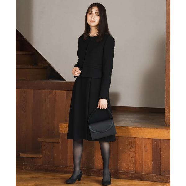 セットアップ 「WEB限定」「喪服」「洗える」ノーカラー＆フレアワンピース ブラックフォーマルセット...