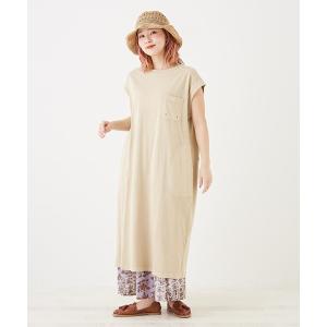 ワンピース OE天竺カットソーフレンチスリーブワンピース レディース