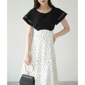 リボンプリントバブルスリーブフレアワンピース : マルイ(丸井