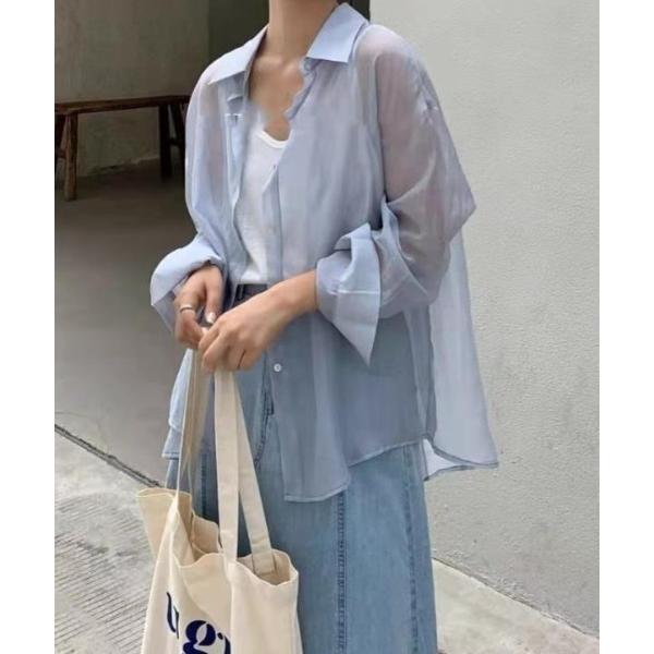 ブラウス シャツ バックリボンシースルーシャツ シアーシャツ レディース