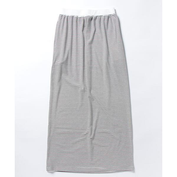 スカート 先染めボーダーフライスナロースカート