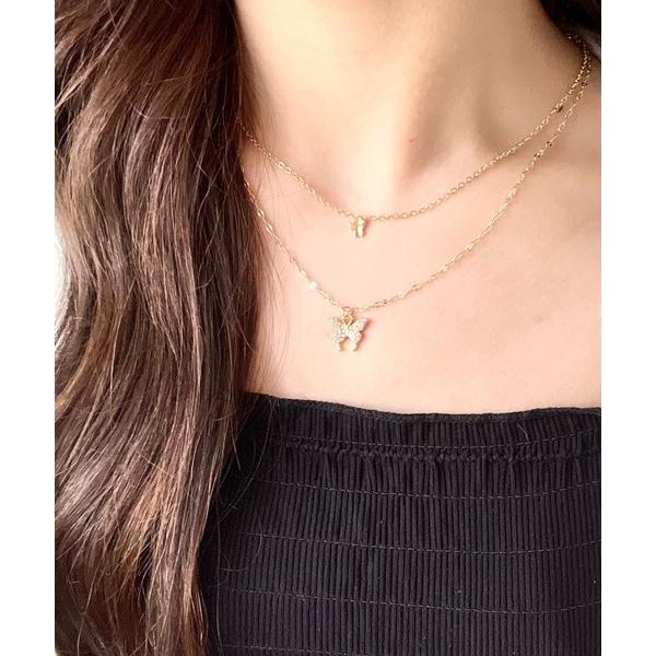 ネックレス バタフライレイヤーネックレス レディース