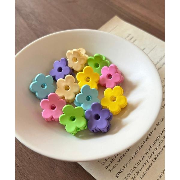 ヘアクリップ カラフルフラワーミニヘアクリップSET