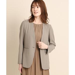 ジャケット ノーカラージャケット 軽く羽織れるツイルジャケット