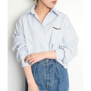 ブラウス シャツ ストライプショートシャツ レディース