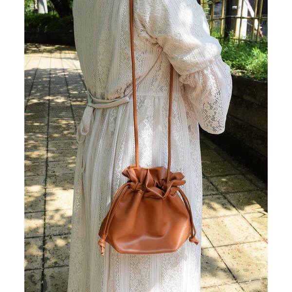 ショルダーバッグ バッグ 2WAYレザー巾着ショルダーバッグ レディース