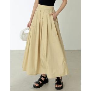 スカート 「低身長/高身長サイズ有」コットンタックプリーツスカート