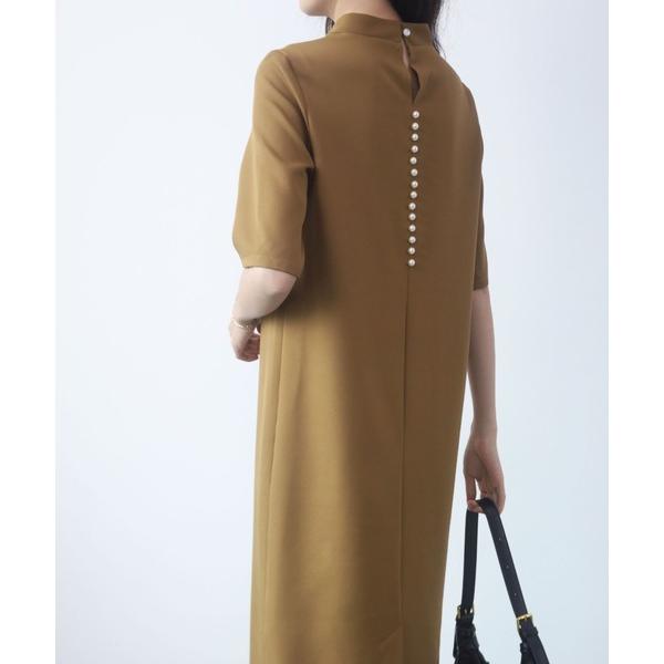 ワンピース バックパールデザインハイネックロングワンピース