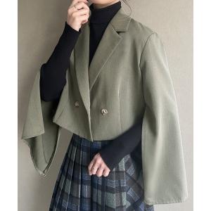 ジャケット テーラードジャケット レディース 2wayスリットスリーブショートテーラードジャケット