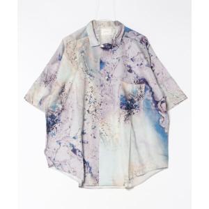 七分袖 シャツ Under the Skin アンダーザスキン / マーブリングプリント 半袖プルオーバーシャツ セットアップ対応 // UTS-03601 メンズ レディース