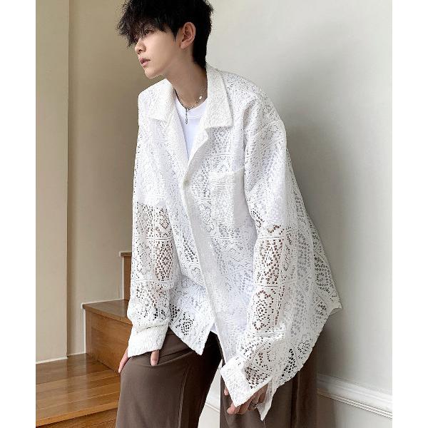 シャツ 「neos -addictive design-」ルーズシルエット バロック レース オープ...
