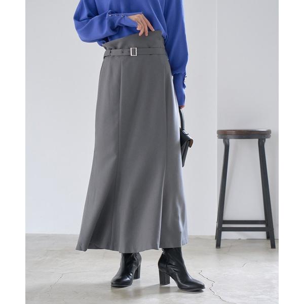 スカート 「防シワ」パウダリーツイルマーメイドスカート