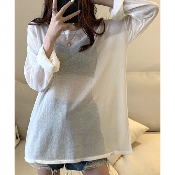 tシャツ YUGA シアー　ルーズシルエットトップス レディース