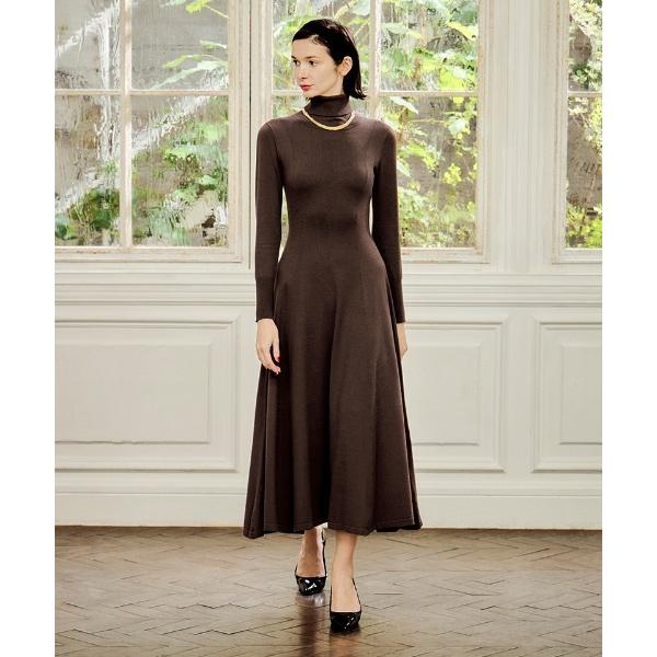 ワンピース タートルニットフレアワンピース